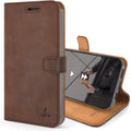 Leather Wallet for Iphone 12 || Genuine Leather Wallet Phone Case || Real Leather with Viewing Stand & 3 Card Holder || Flip Folio Cover with Card Slot (Brown)
